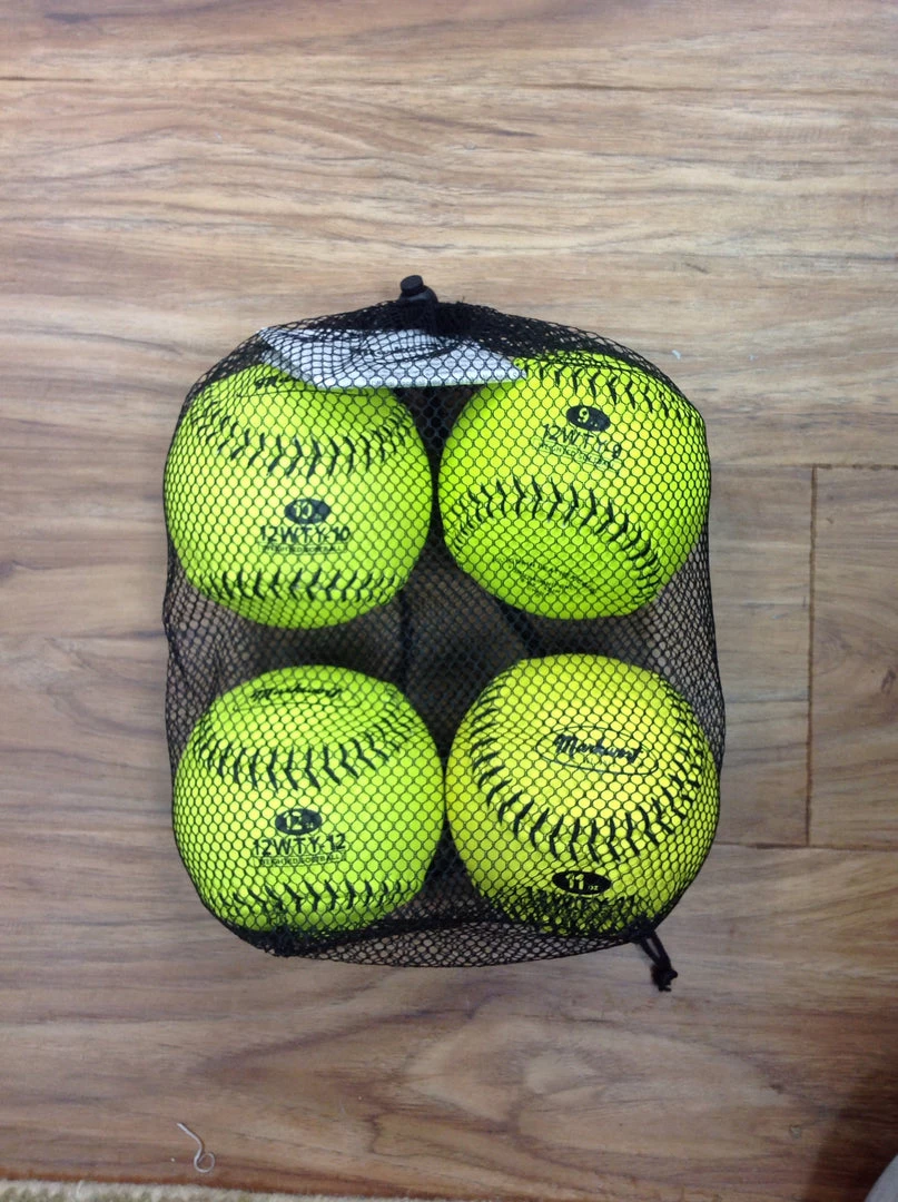 The Softball Group Set Of Optic Yellow 12" Weighted Leather Training Softballs