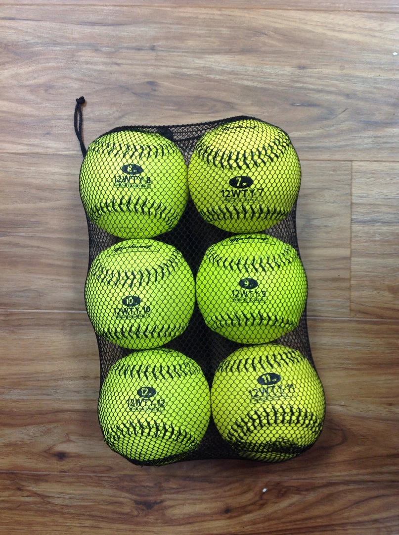 The Softball Group Set Of Optic Yellow 12" Weighted Leather Training Softballs